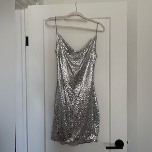 Silver Sequin Mini Dress - Honey